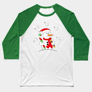 CUTE Snowman Candy Cane Christmas Baseball T-Shirt